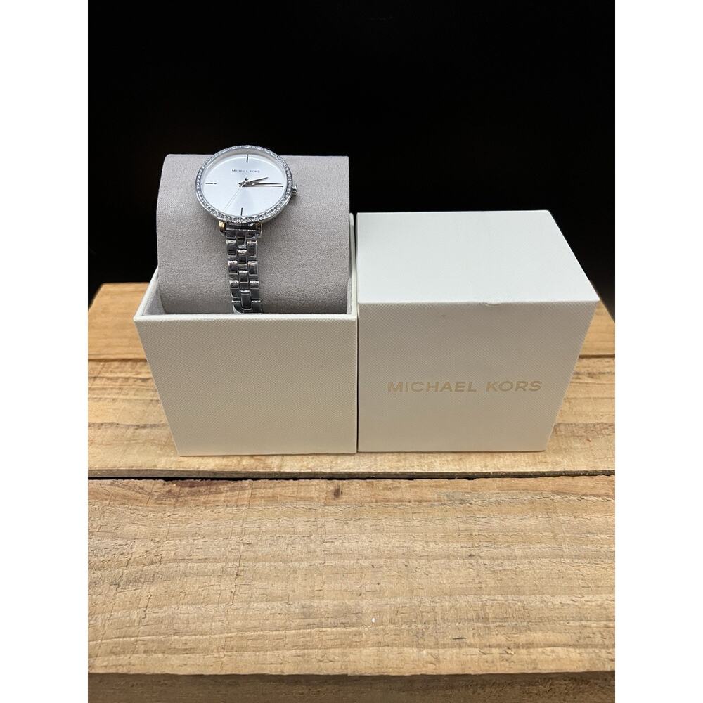 New Authentic Michael Kors Charley Silver Crystals Women’s MK4398 Watch - NWT